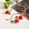 Women's Stainless Steel Geometric Fruit Style Electroplating Bracelet Earrings