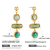 Women's Stainless Steel Geometric Gemstone And Glass Tassel Earrings With Plated Finish