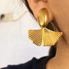 Women's Stainless Steel Geometric Ginkgo Leaf Fanshaped Cold Style Light Luxury Ear Studs