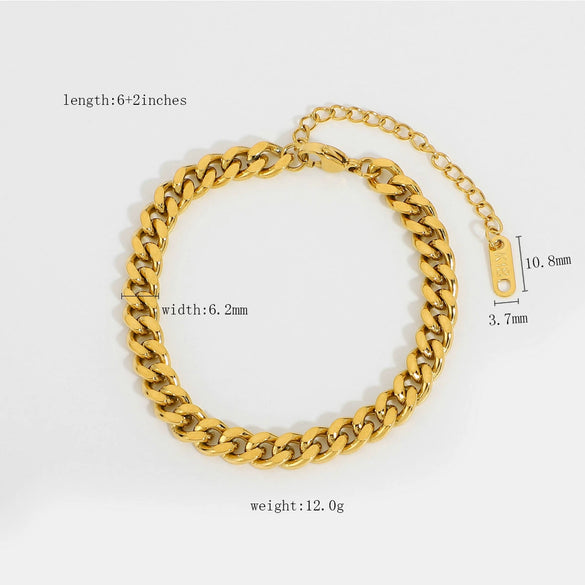 Women's Stainless Steel Geometric Gold Electroplated Chain Bracelet