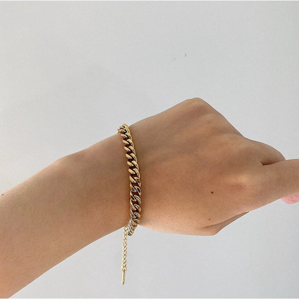 Women's Stainless Steel Geometric Gold Electroplated Chain Bracelet