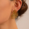 Women's Stainless Steel Geometric Halfedge Sunflower Electroplated Earrings