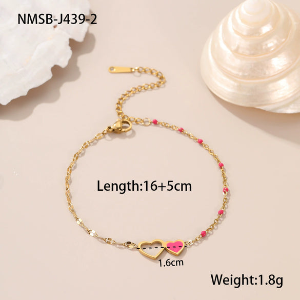 Women's Stainless Steel Geometric Handbeaded Bracelet With Electroplating Design