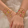 Women's Stainless Steel Geometric Handbeaded Bracelet With Electroplating Design