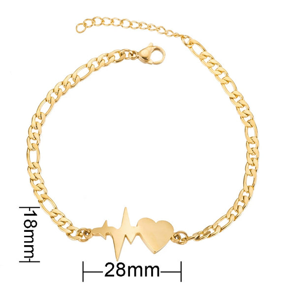 Women's Stainless Steel Geometric Heart Beaded Bracelet With Electroplated Finish Fashion Jewelry