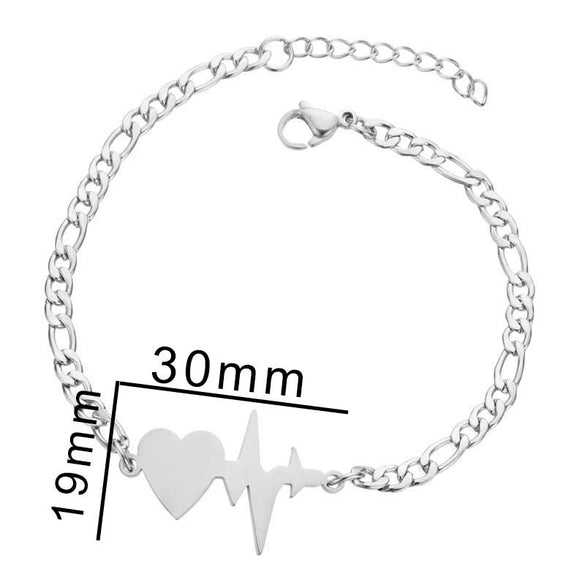Women's Stainless Steel Geometric Heart Beaded Bracelet With Electroplated Finish Fashion Jewelry