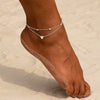 Women's Stainless Steel Geometric Heart Fishbone Snake Chain Fine Bead Paperclip Anklet Simple Fashion Foot Jewelry