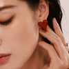 Women's 316L Stainless Steel Geometric Heart Light Luxury Color Glazed Earrings With Pvd Electroplating