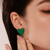 Women's 316L Stainless Steel Geometric Heart Light Luxury Color Glazed Earrings With Pvd Electroplating