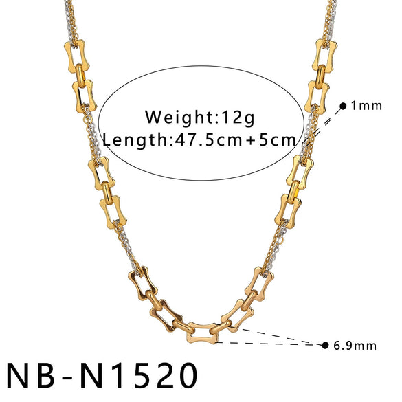 Women's Stainless Steel Geometric Heart Pig Nose Pendant Necklace With 18K Gold Vacuum Plating And Regular Chain