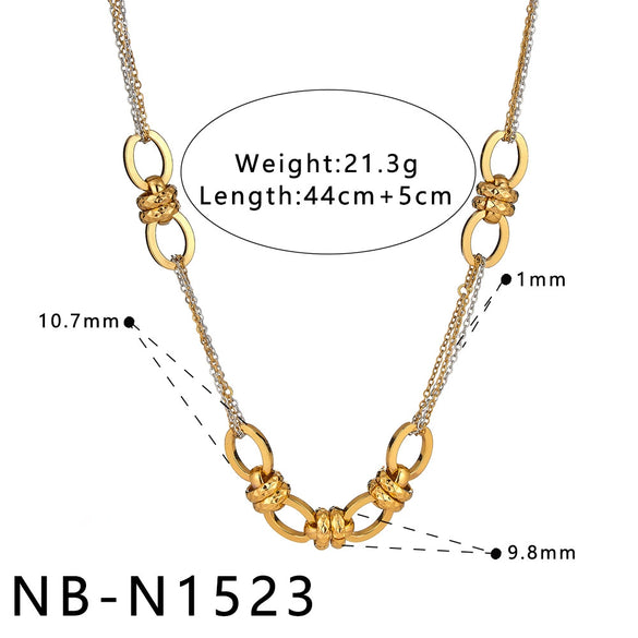 Women's Stainless Steel Geometric Heart Pig Nose Pendant Necklace With 18K Gold Vacuum Plating And Regular Chain