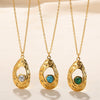 Women's Stainless Steel Geometric Hollow Pendant Necklace With Ochain And Electroplating