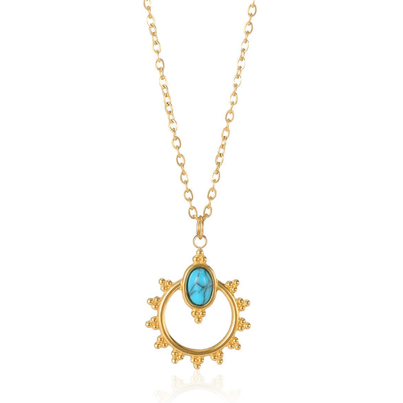 Women's Stainless Steel Geometric Hollow Pendant Necklace With Ochain And Electroplating