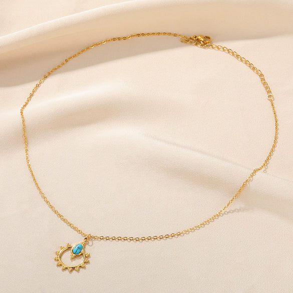 Women's Stainless Steel Geometric Hollow Pendant Necklace With Ochain And Electroplating