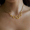 Women's Stainless Steel Geometric Hollow Pendant Necklace With Vacuum Gold Plated Finish And Lobster Clasp