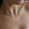 Women's Stainless Steel Geometric Hollow Pendant Necklace With Vacuum Gold Plated Finish And Lobster Clasp