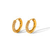 Women's Stainless Steel Geometric Hoop Diamond Earrings Electroplated