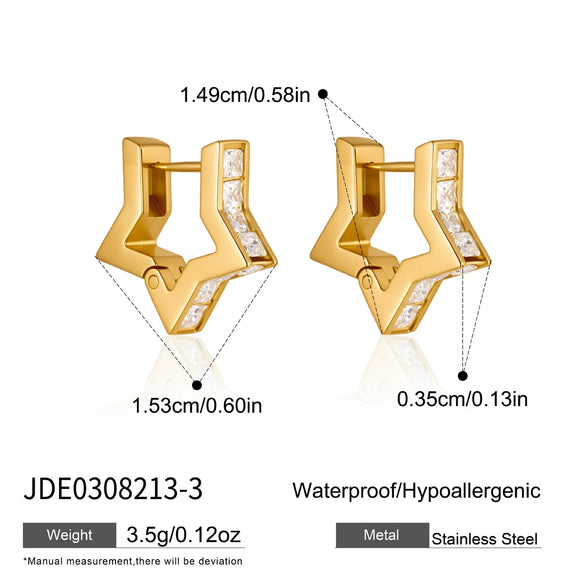 Women's Stainless Steel Geometric Hoop Earrings With Elegant Plated Finish And Sparkling Design Wholesale Jewelry