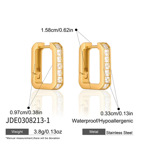 Women's Stainless Steel Geometric Hoop Earrings With Elegant Plated Finish And Sparkling Design Wholesale Jewelry