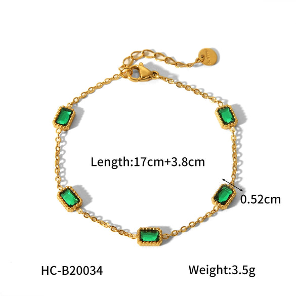 Women's Stainless Steel Geometric Inlaid Zircon Electroplated Bracelet