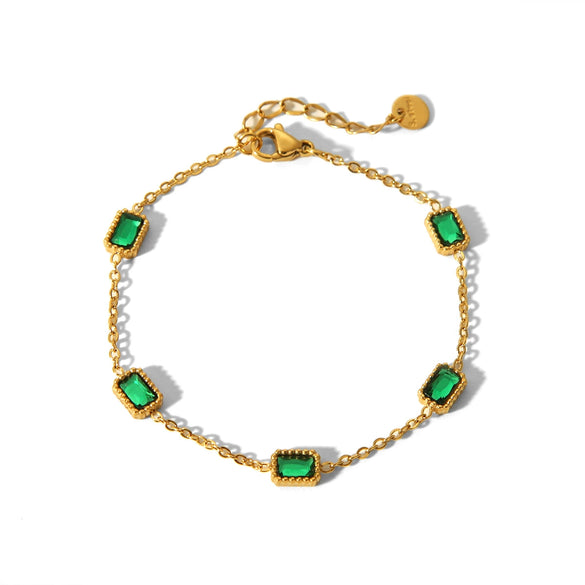 Women's Stainless Steel Geometric Inlaid Zircon Electroplated Bracelet