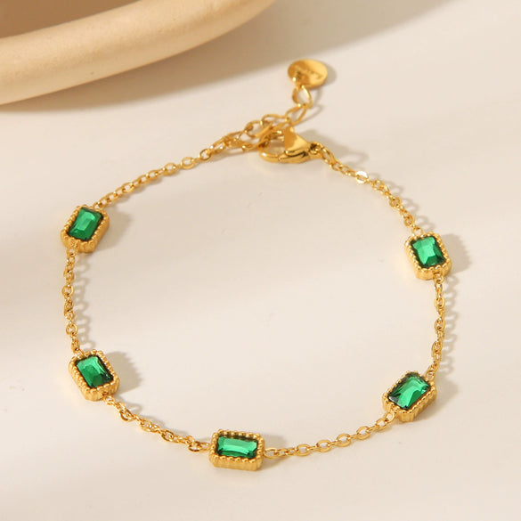 Women's Stainless Steel Geometric Inlaid Zircon Electroplated Bracelet