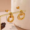Women's Stainless Steel Geometric Interlocking Earrings Minimalist Retro Fashion Electroplated Light Luxury Jewelry