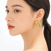 Women's Stainless Steel Geometric Interlocking Earrings Minimalist Retro Fashion Electroplated Light Luxury Jewelry