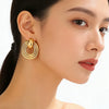 Women's Stainless Steel Geometric Interlocking Earrings Minimalist Retro Fashion Electroplated Light Luxury Jewelry