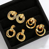 Women's Stainless Steel Geometric Interlocking Earrings Minimalist Retro Fashion Electroplated Light Luxury Jewelry