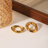 Women's Stainless Steel Geometric Irregular Circle Earrings With Electroplating