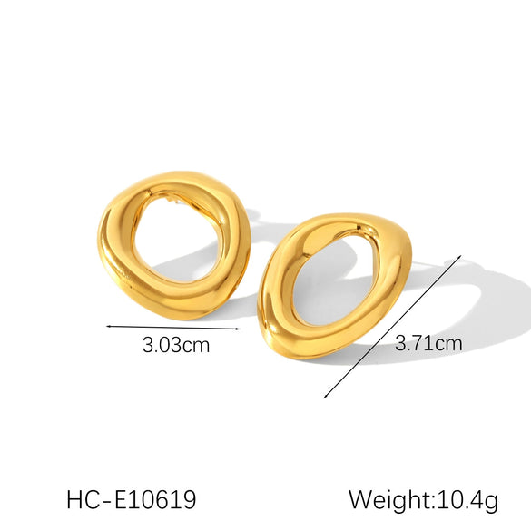 Women's Stainless Steel Geometric Irregular Circle Earrings With Electroplating