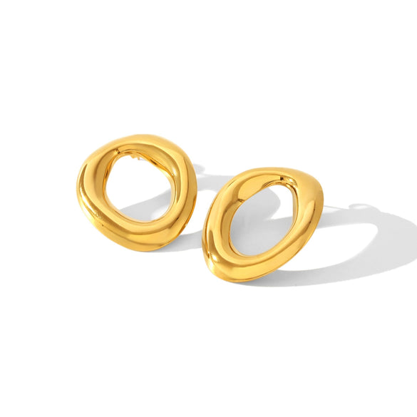 Women's Stainless Steel Geometric Irregular Circle Earrings With Electroplating