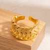 Women's Stainless Steel Geometric Irregular Opening Hand Jewelry Ring Electroplated 18K Gold Colorpreserving Light Luxury Style
