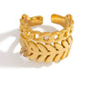 Women's Stainless Steel Geometric Irregular Opening Hand Jewelry Ring Electroplated 18K Gold Colorpreserving Light Luxury Style