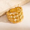 Women's Stainless Steel Geometric Irregular Opening Hand Jewelry Ring Electroplated 18K Gold Colorpreserving Light Luxury Style