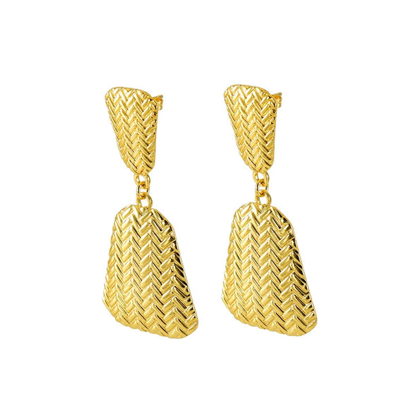 Women's 316L Stainless Steel Geometric Irregular Woven Earrings With Electroplating