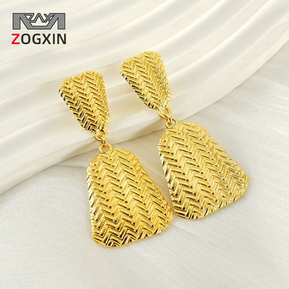 Women's 316L Stainless Steel Geometric Irregular Woven Earrings With Electroplating