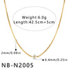 Women's Stainless Steel Geometric Jewelry Set With Rhinestone Flower Necklace And Bracelet Vacuum Electroplated Gold Finish