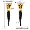 Women's 316L Stainless Steel Geometric Leopard Head Triangle Earrings With Electroplating