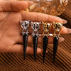 Women's 316L Stainless Steel Geometric Leopard Head Triangle Earrings With Electroplating