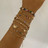 Women's Stainless Steel Geometric Light Luxury Bracelet Suit With Inlaid Colorful Zircon Electroplated