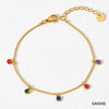 Women's Stainless Steel Geometric Light Luxury Bracelet Suit With Inlaid Colorful Zircon Electroplated