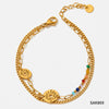 Women's Stainless Steel Geometric Light Luxury Bracelet Suit With Inlaid Colorful Zircon Electroplated