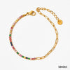 Women's Stainless Steel Geometric Light Luxury Bracelet Suit With Inlaid Colorful Zircon Electroplated