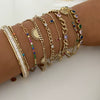 Women's Stainless Steel Geometric Light Luxury Bracelet Suit With Inlaid Colorful Zircon Electroplated