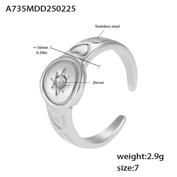 Women's Stainless Steel Geometric Light Luxury Open Ring With Electroplating Design
