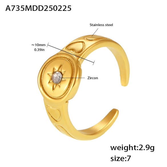 Women's Stainless Steel Geometric Light Luxury Open Ring With Electroplating Design