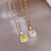 Women's Stainless Steel Geometric Light Luxury Style Micro Diamond Necklace