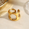 Women's Stainless Steel Geometric Line Ring With Electroplated Finish Bold Light Luxury Fashion Jewelry